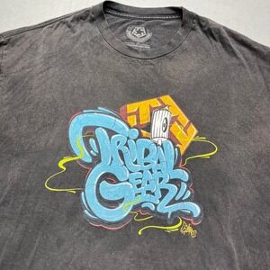 Tribal Gear‎ T Shirt Mens 2X Gray faded Spray Paint Graffiti Logo Short Sleeve
